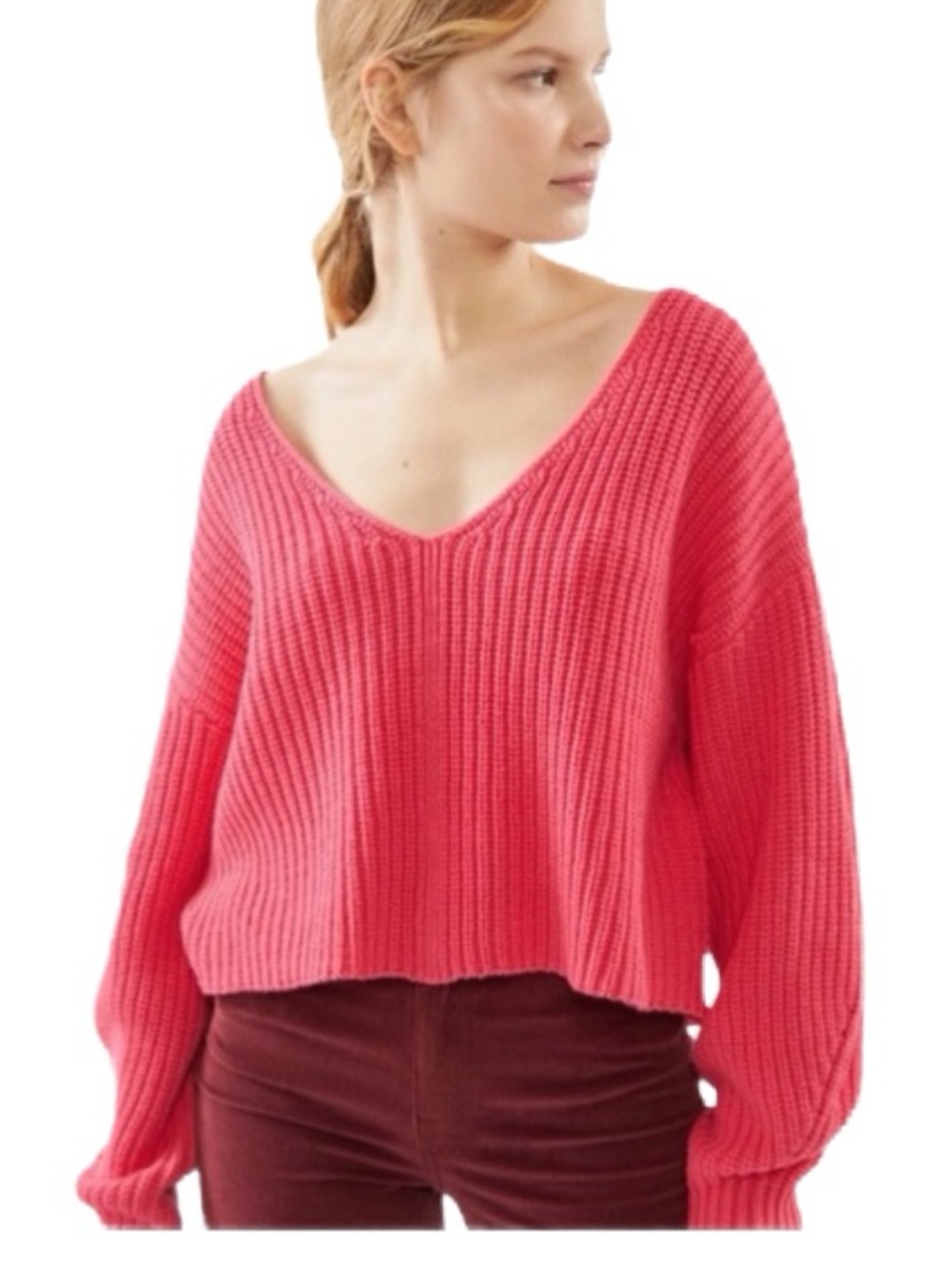 Urban Outfitters Chunky Crop V Neck Sweater Size S
